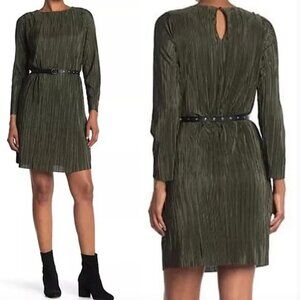 Sam Edelman Pleated Sheath Olive Green Dress - Brand New Sz 0